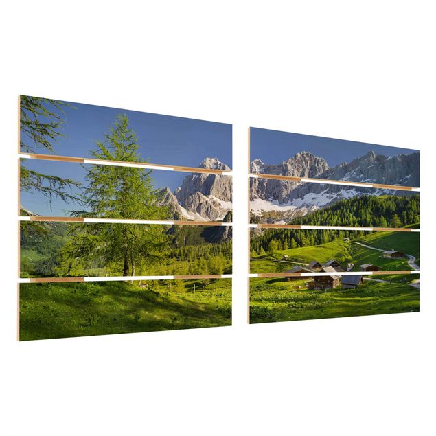 Quadro in legno effetto pallet - Stiria Alpine Prato - Quadrato 1:1
