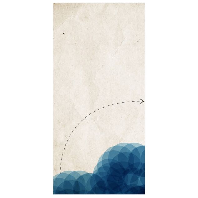 Tenda a pannello - Forme astratte - Cerchi blu - 250x120cm