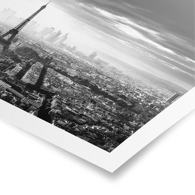 Poster - La Torre Eiffel From Above Bianco e nero - Orizzontale 2:3