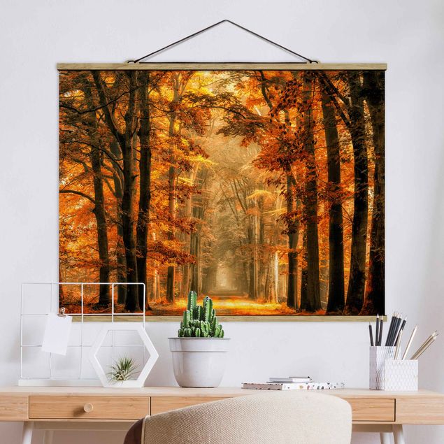 Foto su tessuto da parete con bastone - Enchanted Forest In autunno - Orizzontale 3:4