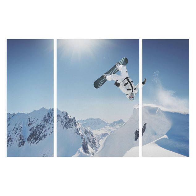 Stampa su tela 3 parti - Flying Snowboarder - Trittico