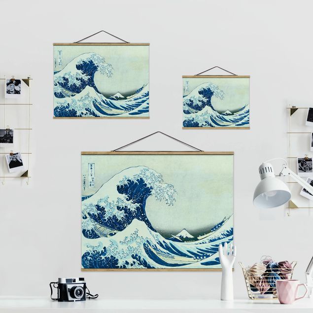 Foto su tessuto da parete con bastone - Katsushika Hokusai - La grande onda a Kanagawa - Orizzontale 3:4