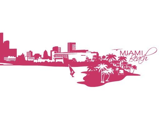 Adesivo murale no.FB71 Miami Beach Skyline XXL
