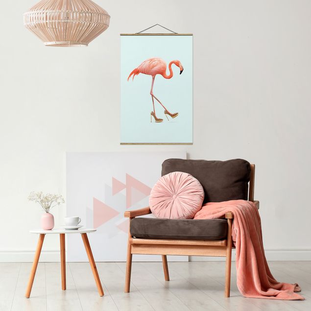 Foto su tessuto da parete con bastone - Flamingo con tacchi alti - Verticale 3:2
