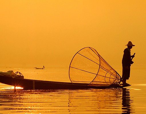 Adesivo per piastrelle - Fisherman in Sunrise
