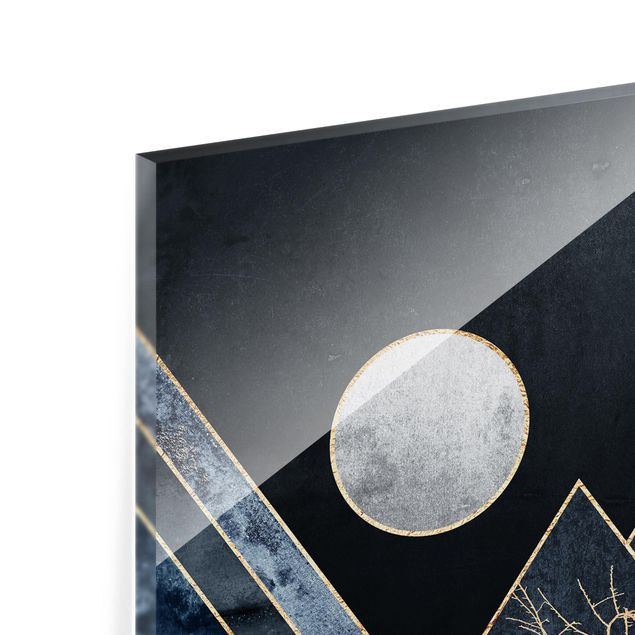 Paraschizzi in vetro - Golden Moon Abstract Black Mountains