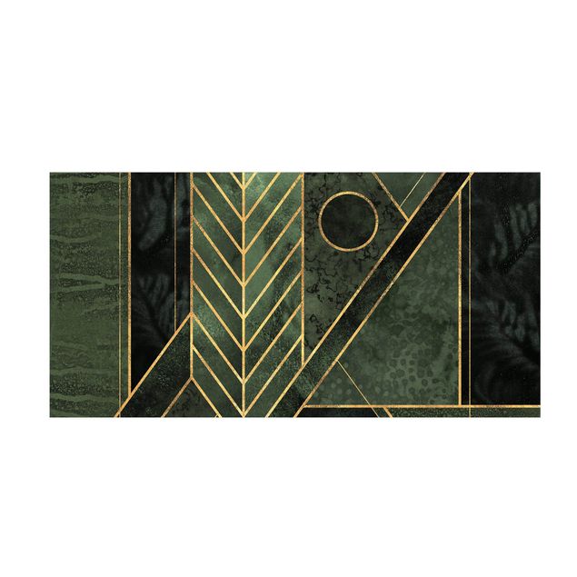 Tappeto bagno verde Forme geometriche oro smeraldo