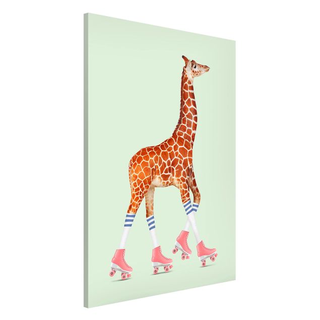 Lavagna magnetica - Giraffa con Pattini a rotelle - Formato verticale 2:3