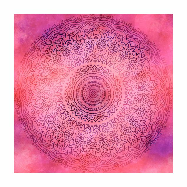 Tappeti grandi Mandala ad acquerello Rosa chiaro Viola