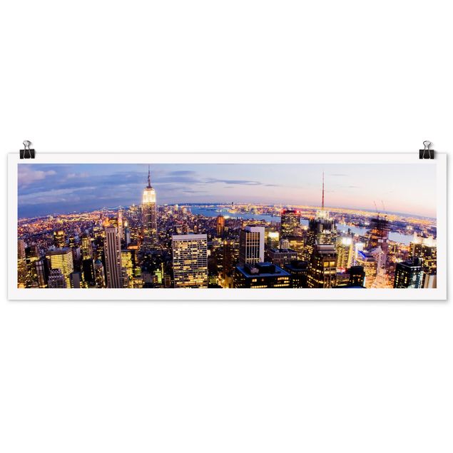Poster - Skyline di New York At Night - Panorama formato orizzontale