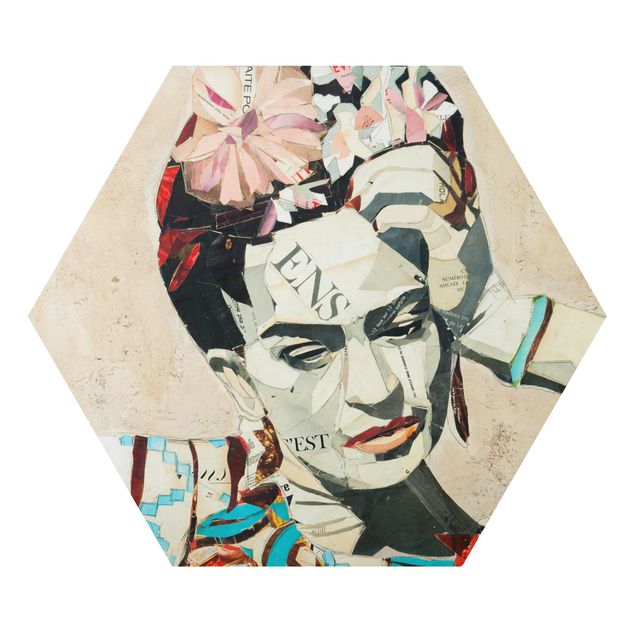 Esagono in Alluminio Dibond - Frida Kahlo - Collage No.1
