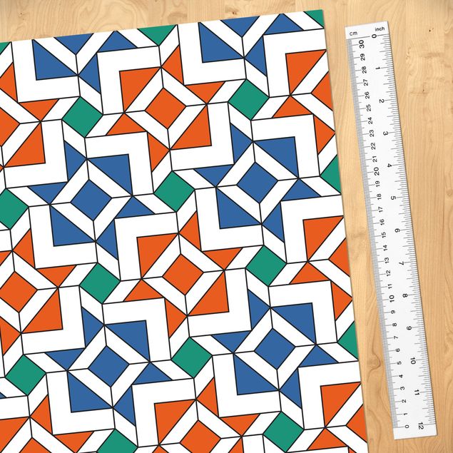 Pellicola adesiva - Fantasia di piastrelle arabe con bellissima armonia  colorata