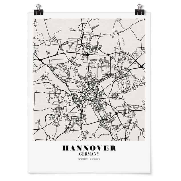Poster - Mappa Hannover - Classic - Verticale 4:3