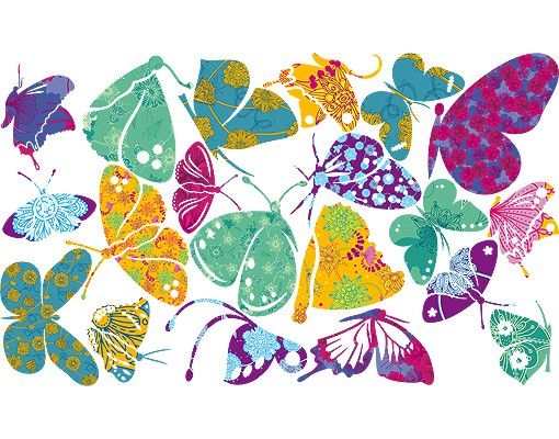 Adesivo murale no.RS74 Colorful Butterflies