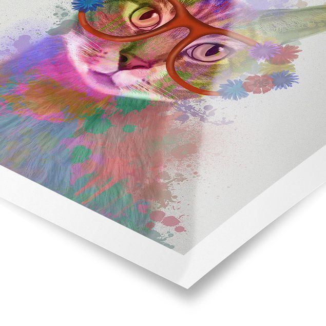 Poster - Arcobaleno Splash Cat - Quadrato 1:1