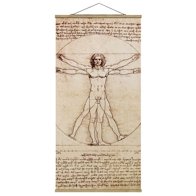 Quadro su tessuto con stecche per poster - da Vinci - Verticale 2:1