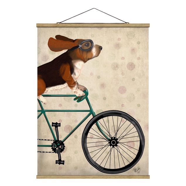 Foto su tessuto da parete con bastone - In bicicletta - Basset On Bike - Verticale 4:3