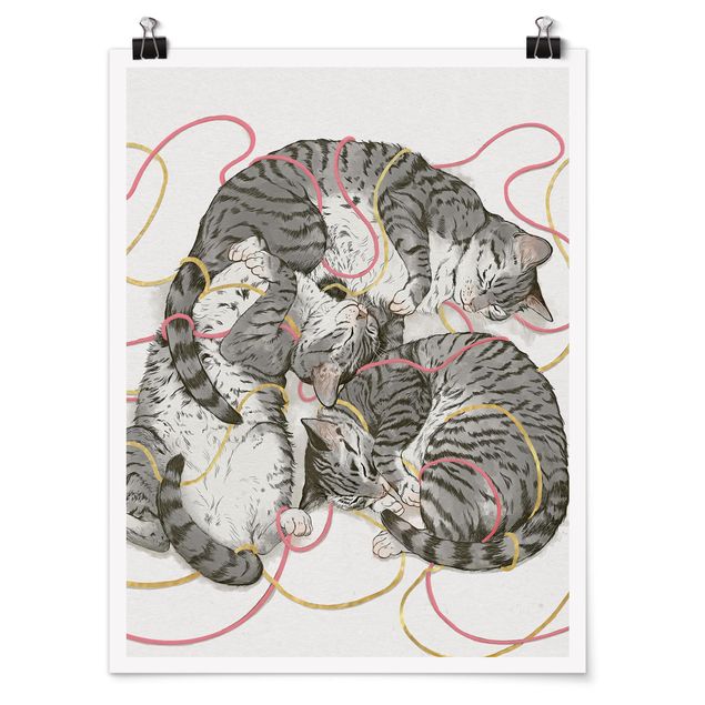 Poster - Illustrazione Grey Cat Pittura - Verticale 4:3