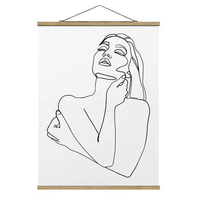 Foto su tessuto da parete con bastone - Line Art Torso della donna Bianco e nero - Verticale 4:3