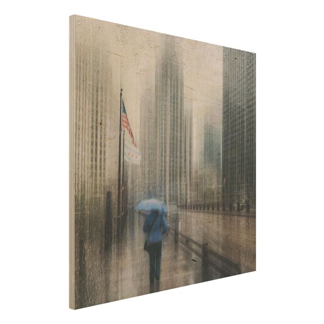 Quadro in legno - Rainy Chicago - Quadrato 1:1