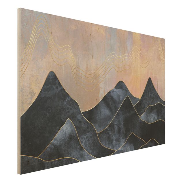 Abstrakte Kunst Alba dorata sulle montagne