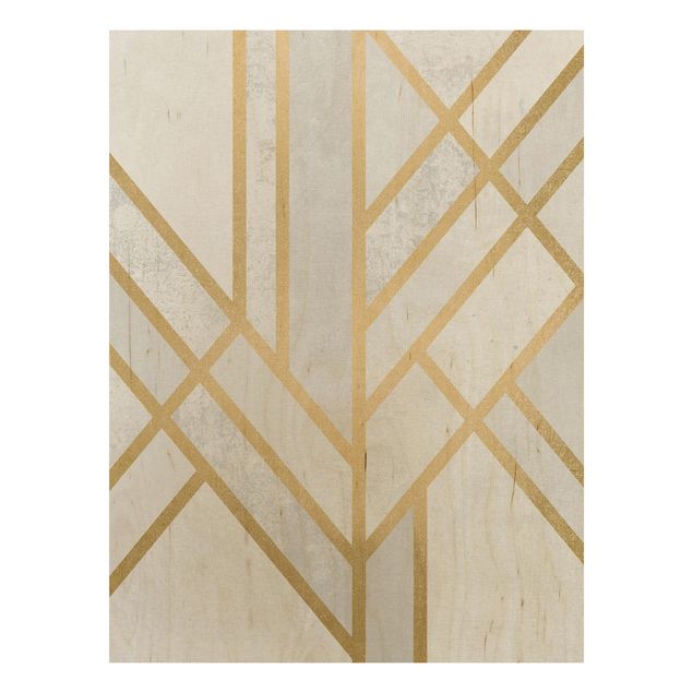 Stampa su legno - Art Deco Geometria oro bianco - Verticale 4:3