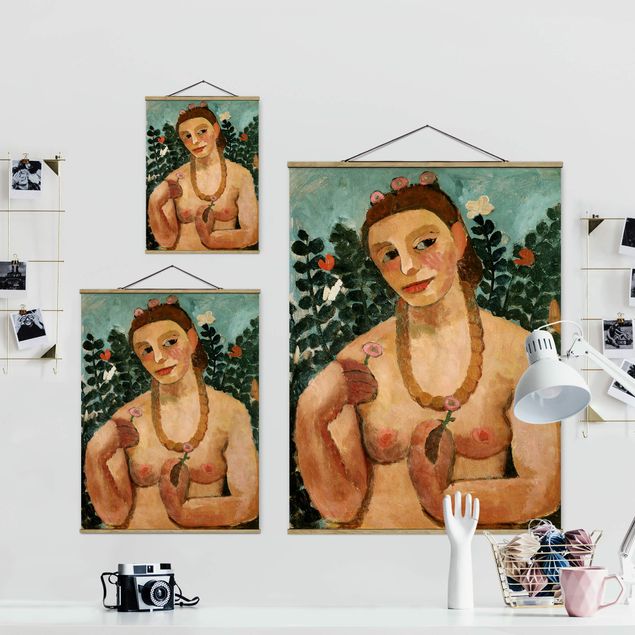 Foto su tessuto da parete con bastone - Paula Modersohn-Becker - Mezza Act con ambra collana - Verticale 4:3