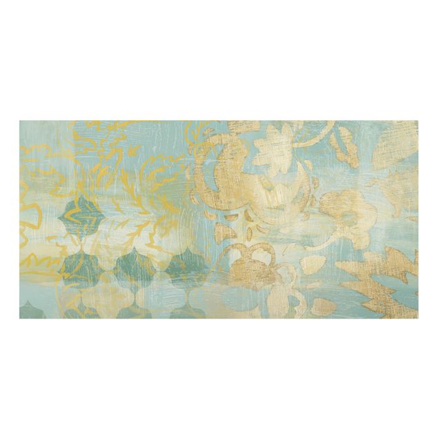 Paraschizzi in vetro - Collage marocchino in oro e turchese II - Formato orizzontale 2:1