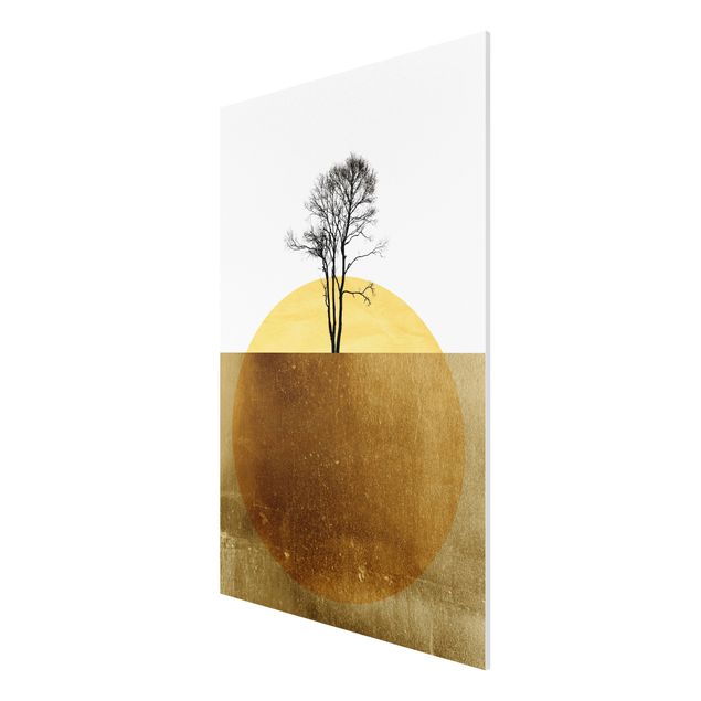 Stampa su Forex - Sole dorato con albero - Verticale 3:2