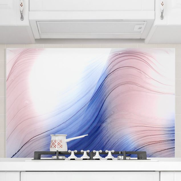 paraschizzi in vetro magnetico Danza di colori mélange blu con rosa
