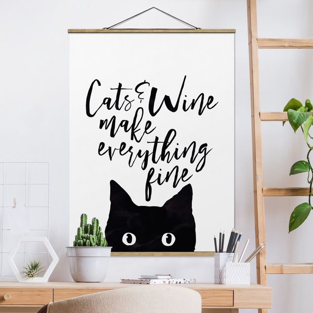 stampe animali Gatti e vino fanno bene a tutto
