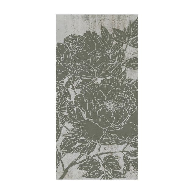 Tappeto salotto moderno grigio Peonia in fiore I