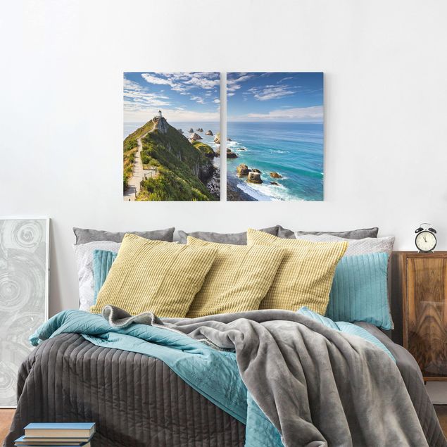 Stampe su tela paesaggio Faro di Nugget Point e mare Nuova Zelanda