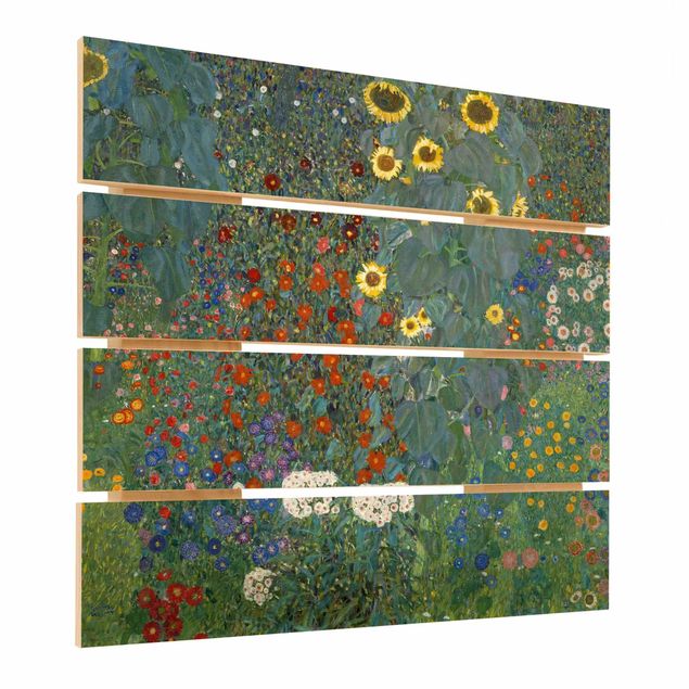 Stampa su legno - Gustav Klimt - Giardino Girasoli - Quadrato 1:1