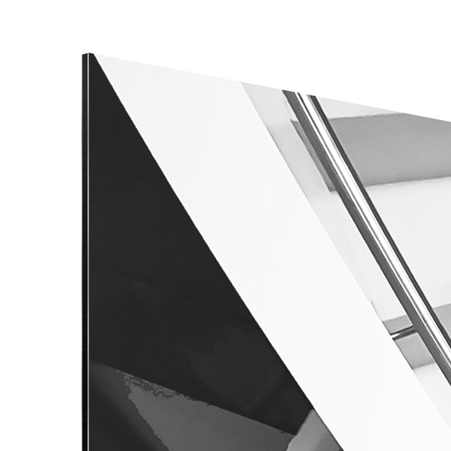 Stampa su alluminio - Architettura delle scale bianca e nera