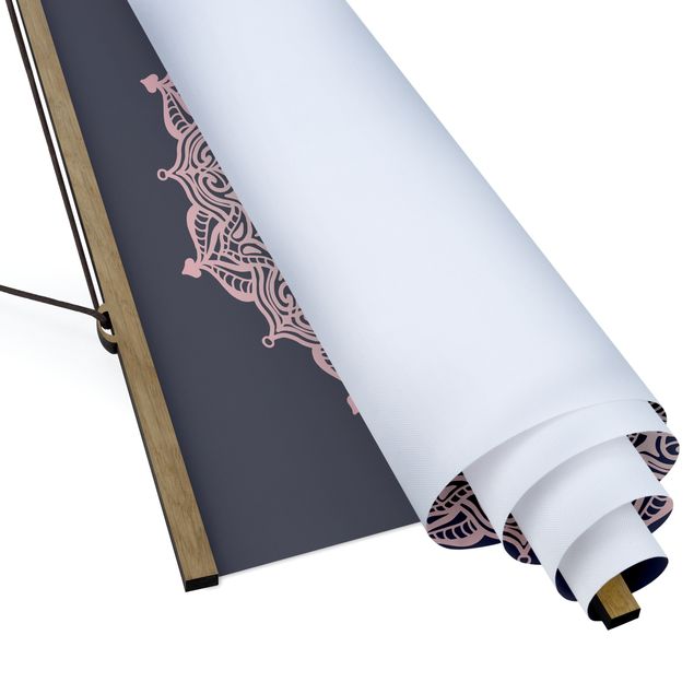 Quadro su tessuto con stecche per poster - Mandala Ornamento In rosa e blu - Quadrato 1:1