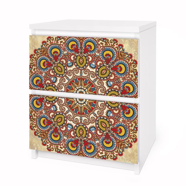Carta adesiva per mobili IKEA - Malm Cassettiera 2xCassetti - Coloured Mandala