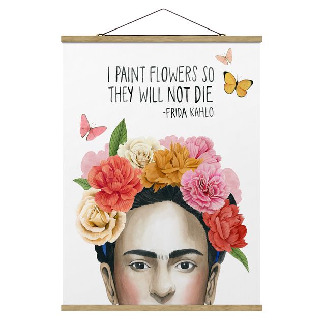Foto su tessuto da parete con bastone - Pensieri di Frida - Fiori - Verticale 4:3