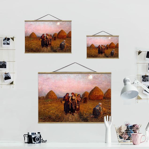 Foto su tessuto da parete con bastone - Jules Breton - Dusk - Orizzontale 2:3