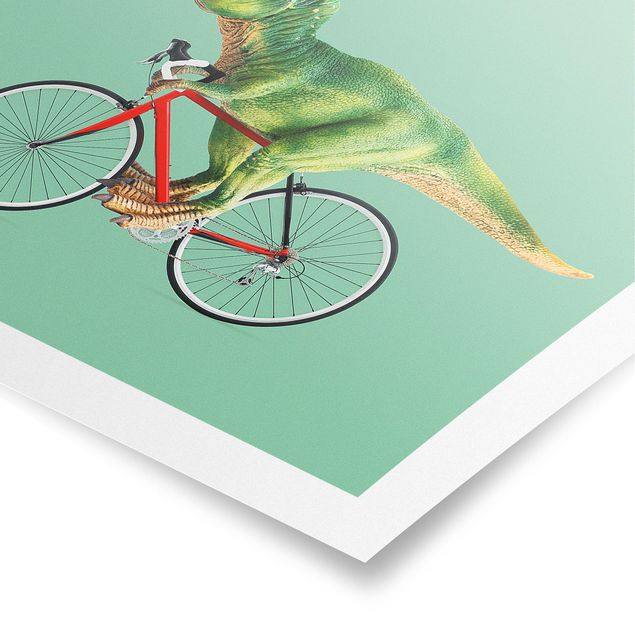 Poster - Dinosauro con la bicicletta - Quadrato 1:1