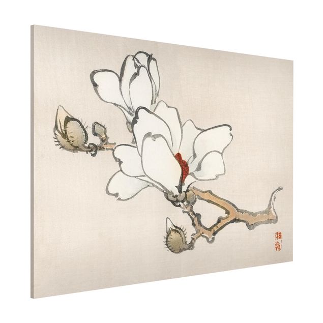 Lavagna magnetica per ufficio Disegno vintage asiatico Magnolia bianca