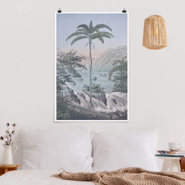 Poster illustrazioni Illustrazione vintage - Paesaggio con palma