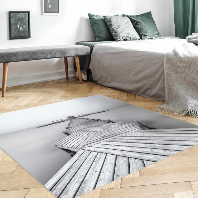 Tappeti moderni soggiorno Molo di legno in bianco e nero