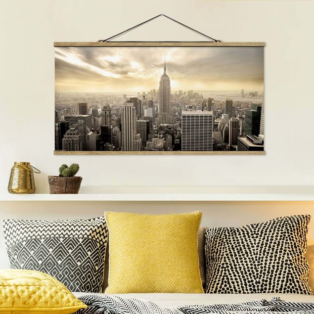 Foto su tessuto da parete con bastone - Manhattan Alba - Orizzontale 1:2