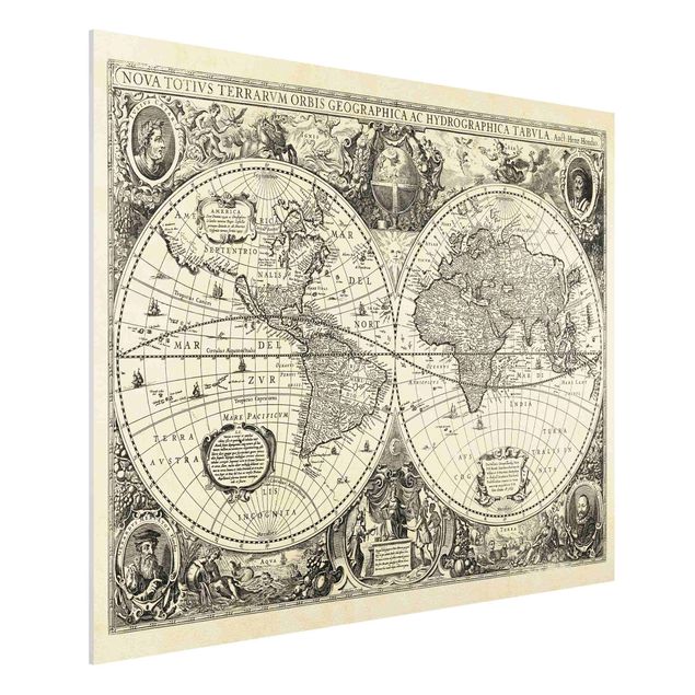 Stampa su Forex - Illustrazione Vintage Mappa del mondo antico - Orizzontale 3:4