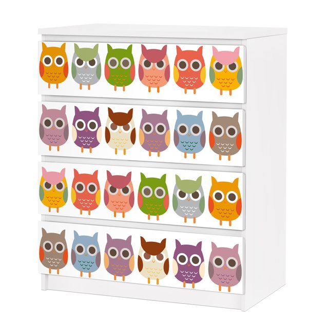 Carta adesiva per mobili IKEA - Malm Cassettiera 4xCassetti - no.EK147 Owl Parade Set II