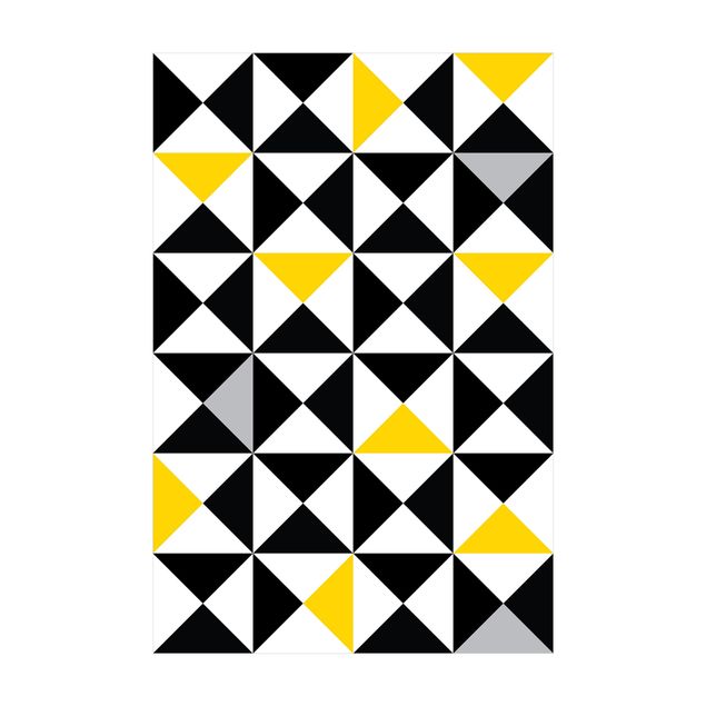 Tappeti in vinile - Trama geometrica di grandi triangoli con tocco di giallo - Verticale 2:3