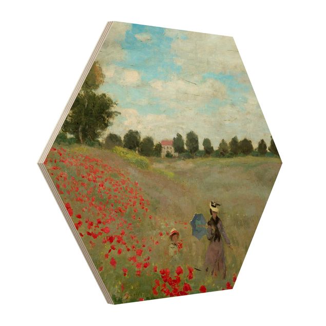Esagono in legno - Claude Monet - Campo di papaveri A Argenteuil