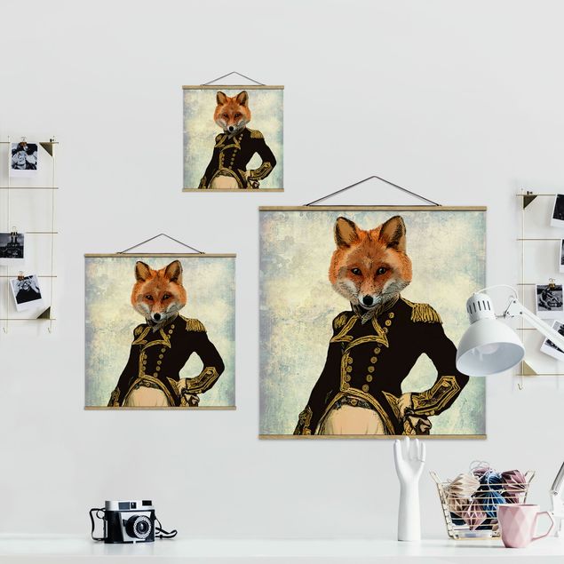 Quadro su tessuto con stecche per poster - Ritratto Animal - Fox Admiral - Quadrato 1:1