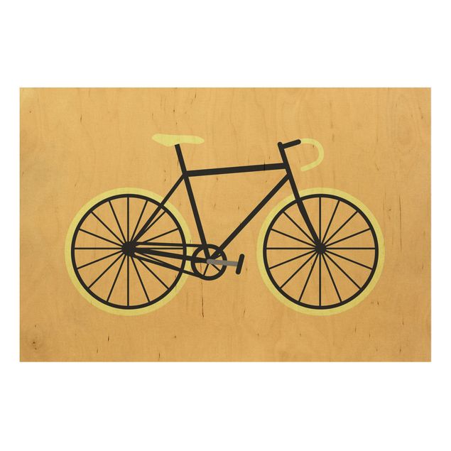 Stampa su legno - Bicicletta in giallo - Orizzontale 2:3